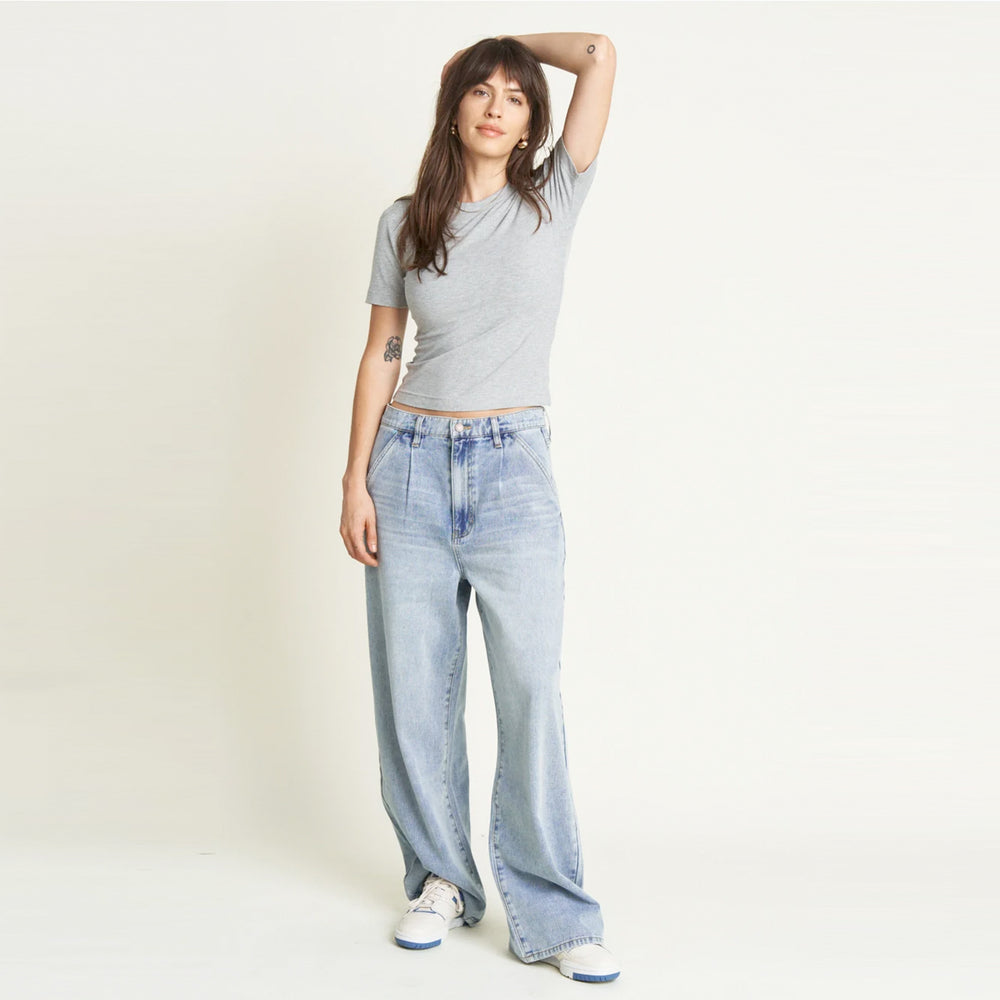 Thompson Wide Leg Trouser- Lt Indigo