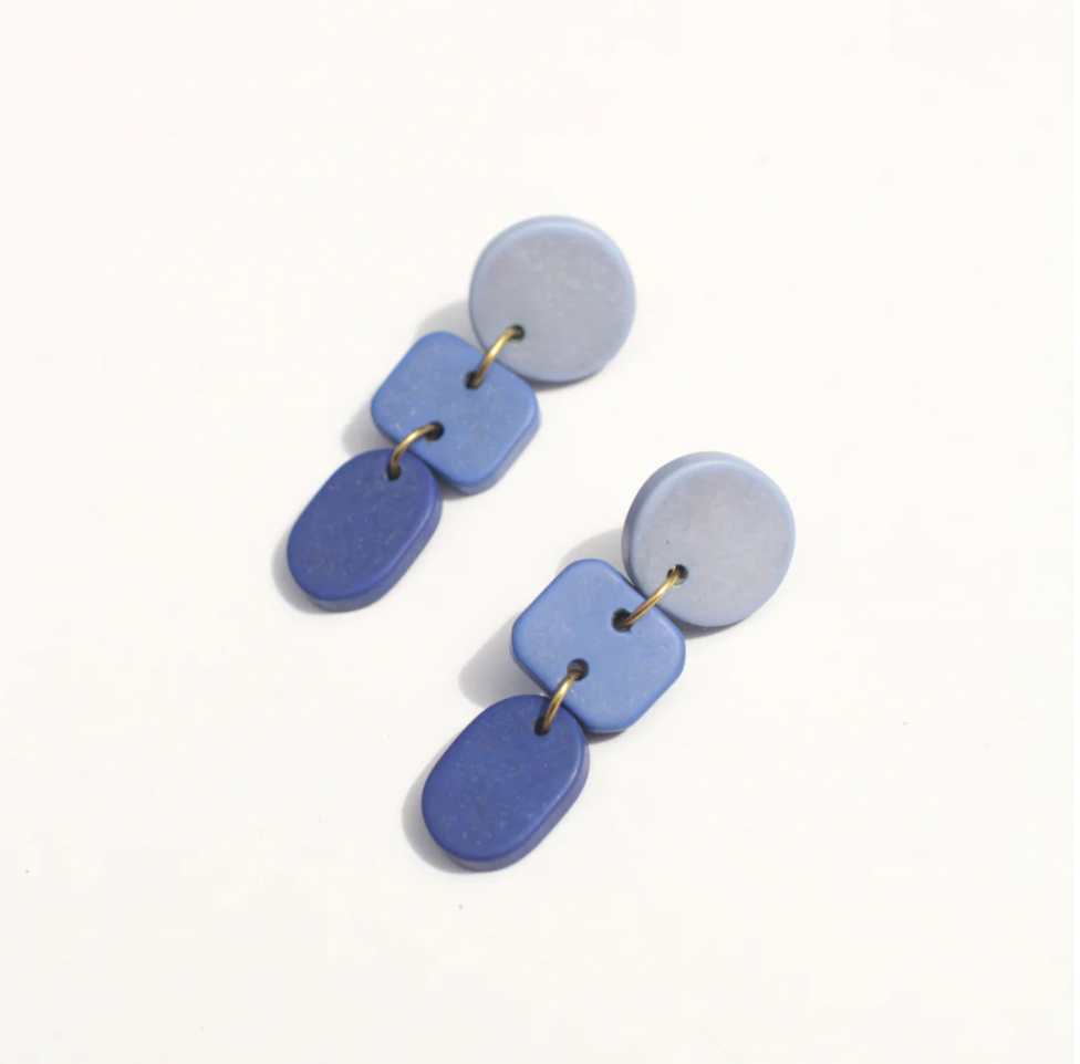 Ombre Clay Earring - Lapis