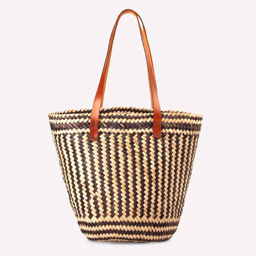 Palmetto Straw Tote - Black/White