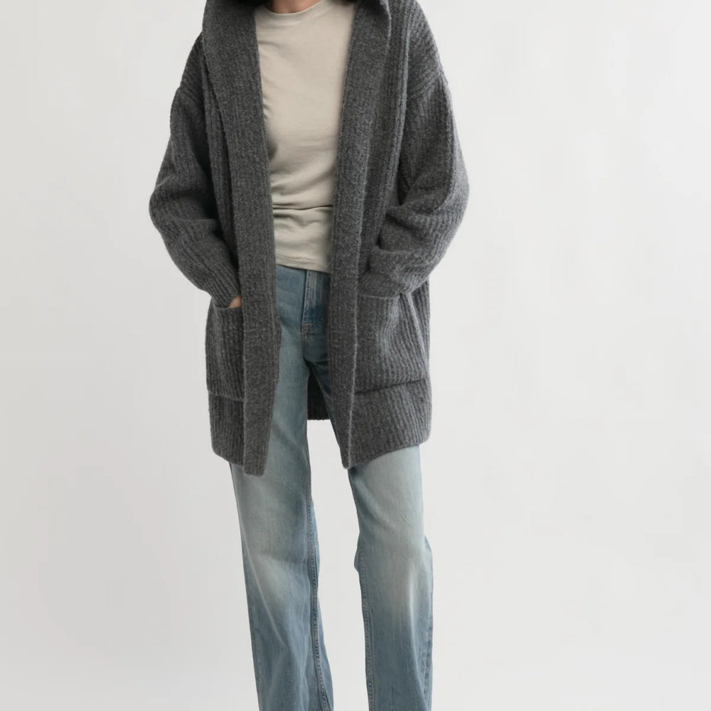 Lazy Day Hooded Cardigan - Charcoal