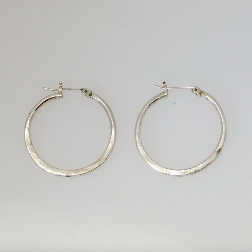 Small Hammered Hoop Earrings - 1.2