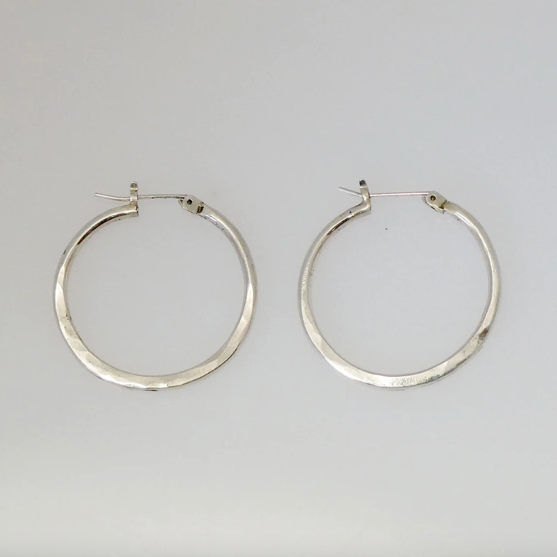 Small Hammered Hoop Earrings - 1.2" Circumference