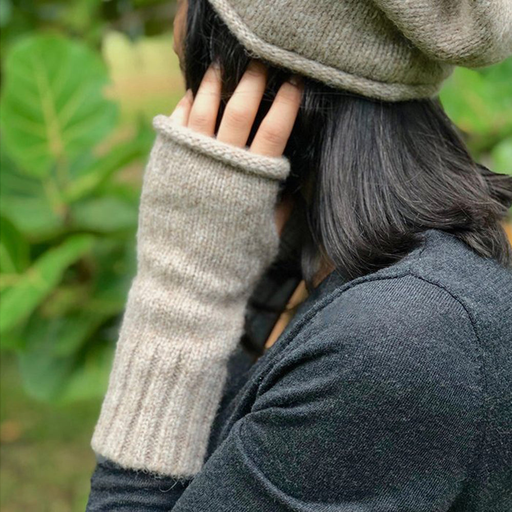 Alpaca Fingerless Gloves - Beige