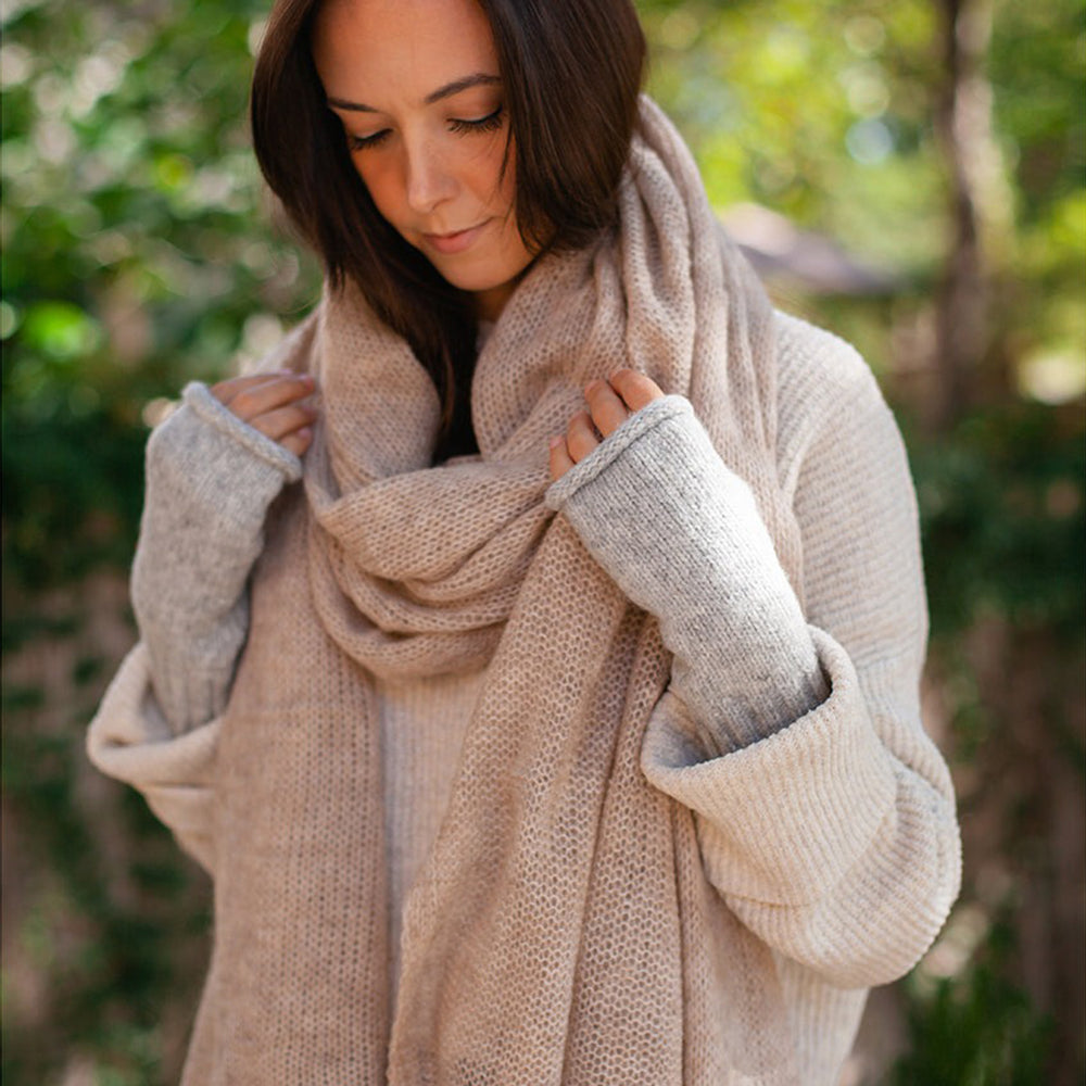 Alpaca Fingerless Gloves - Gray