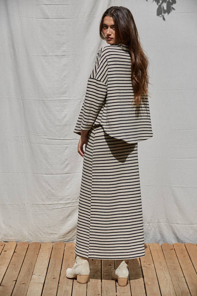 
                      
                        Knit Striped Pullover Top - Black/Taupe
                      
                    