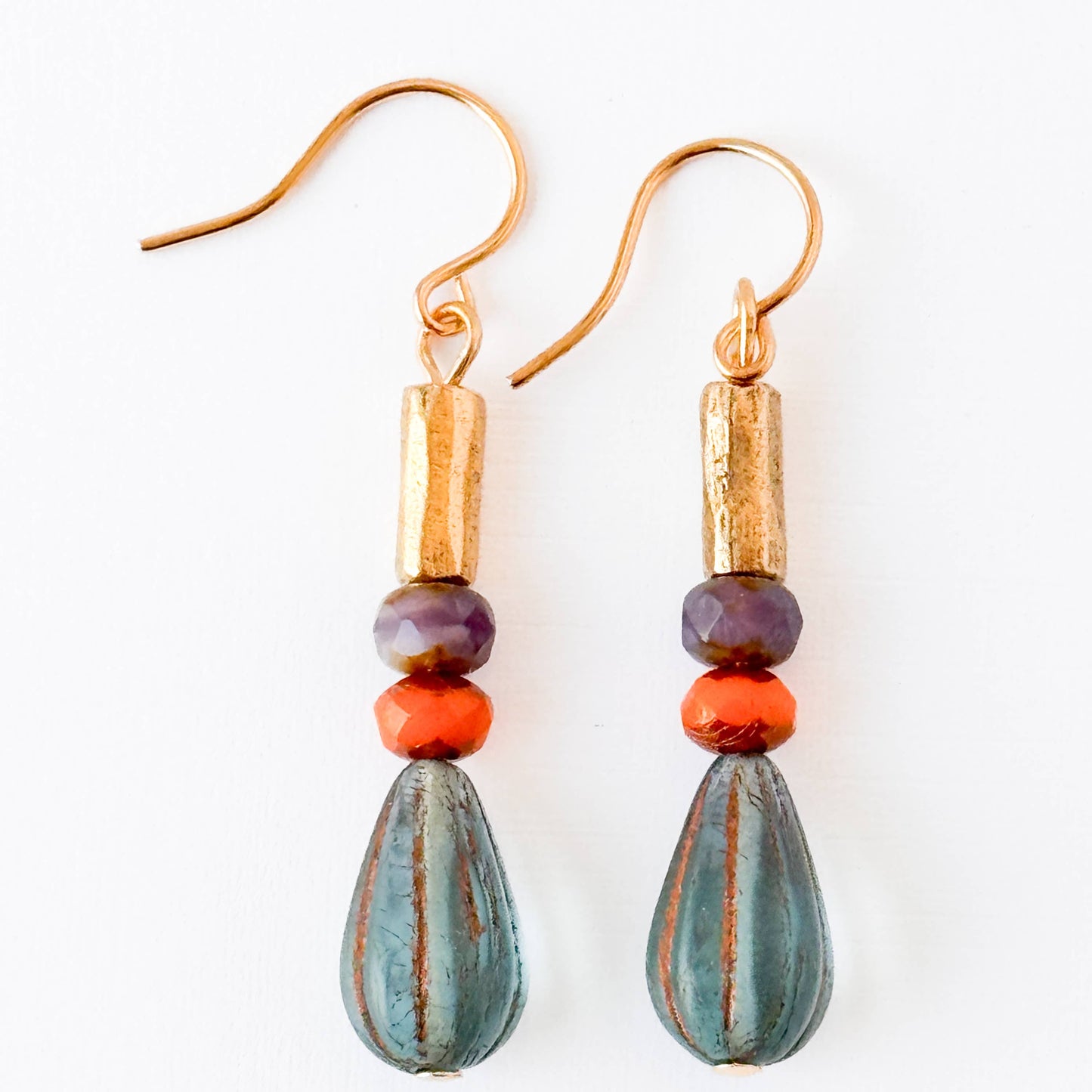 Striped Glass Drop Earrings