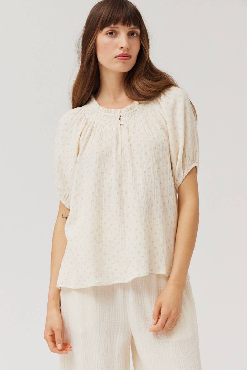 Ditsy Print Blouse - White