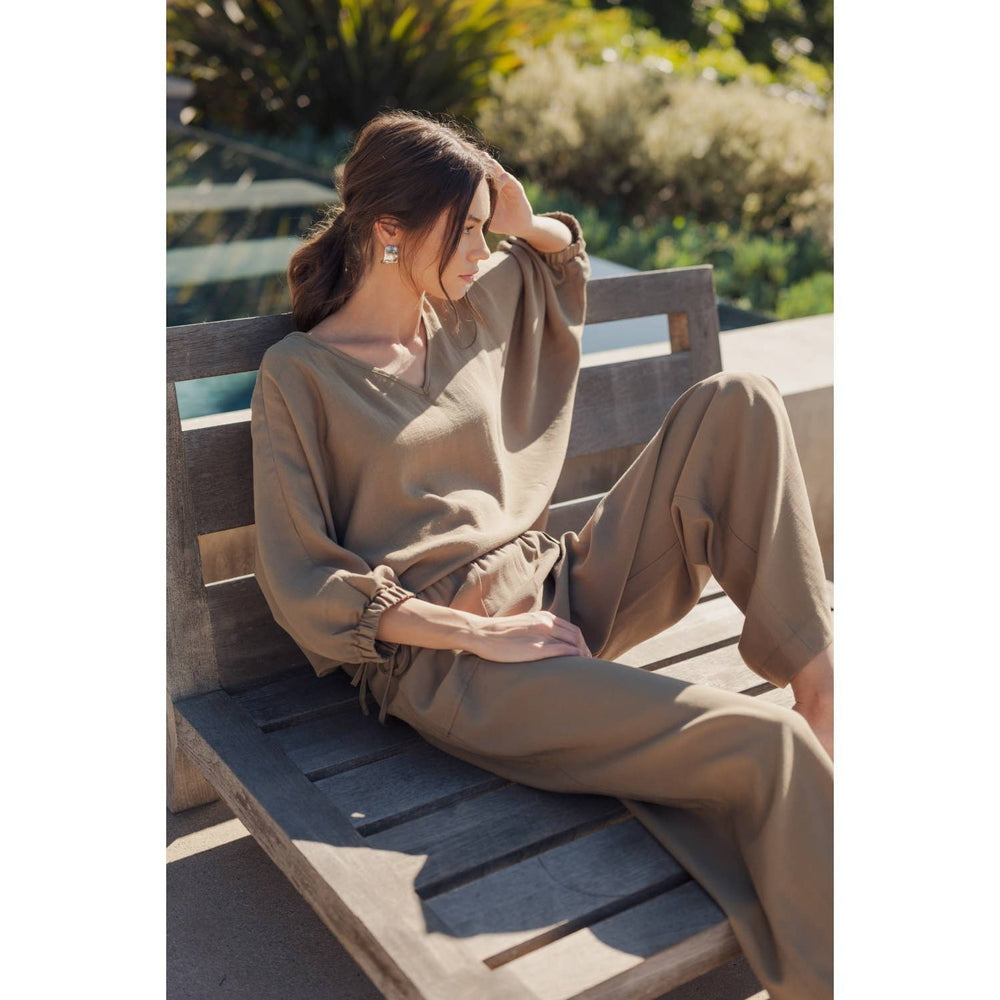 
                      
                        Ruffle Waist Pants - Olive
                      
                    