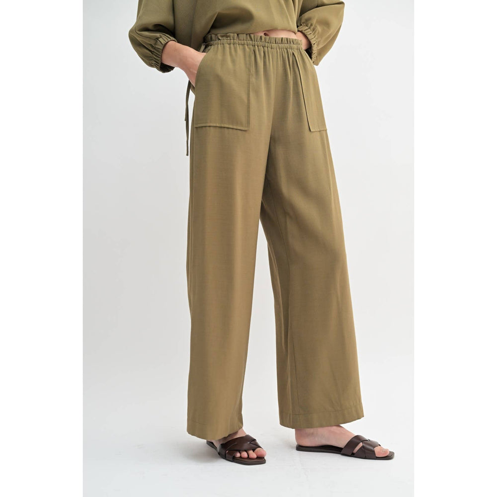 
                      
                        Ruffle Waist Pants - Olive
                      
                    
