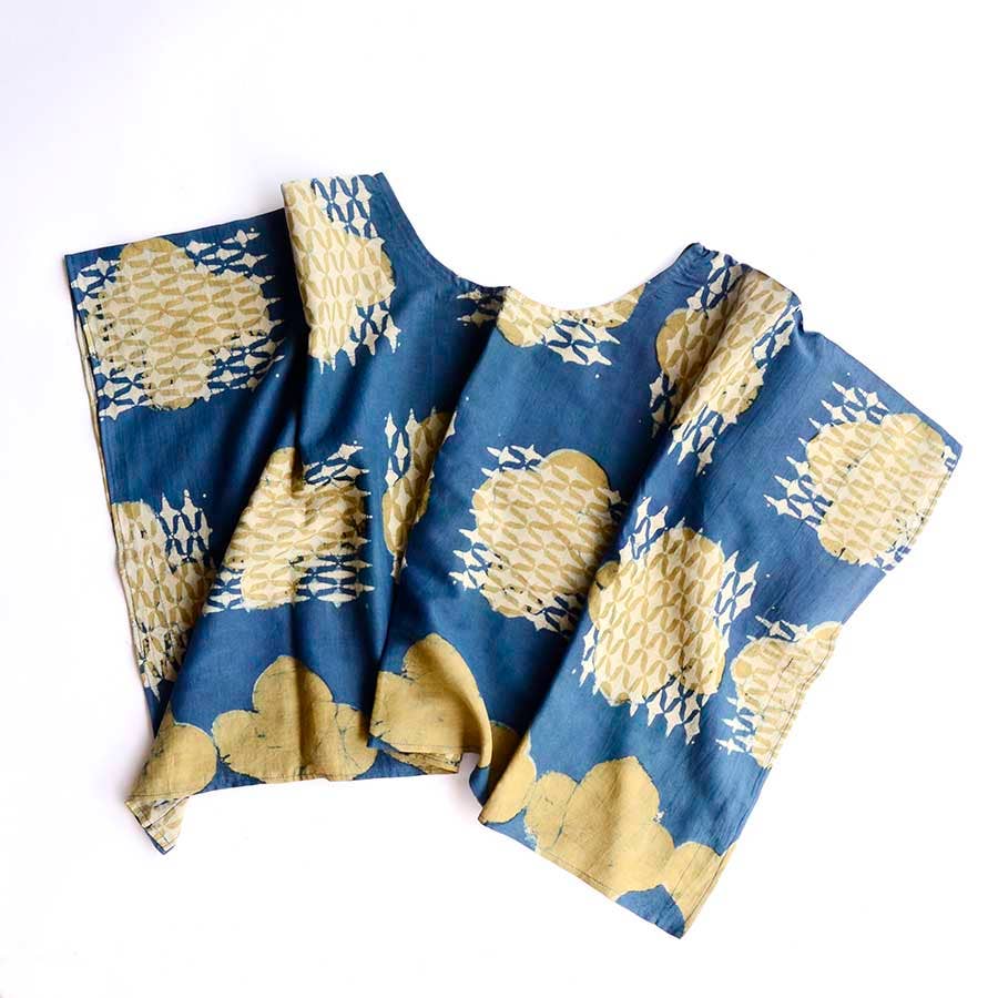 Block Print Crop Top - Blue IRA