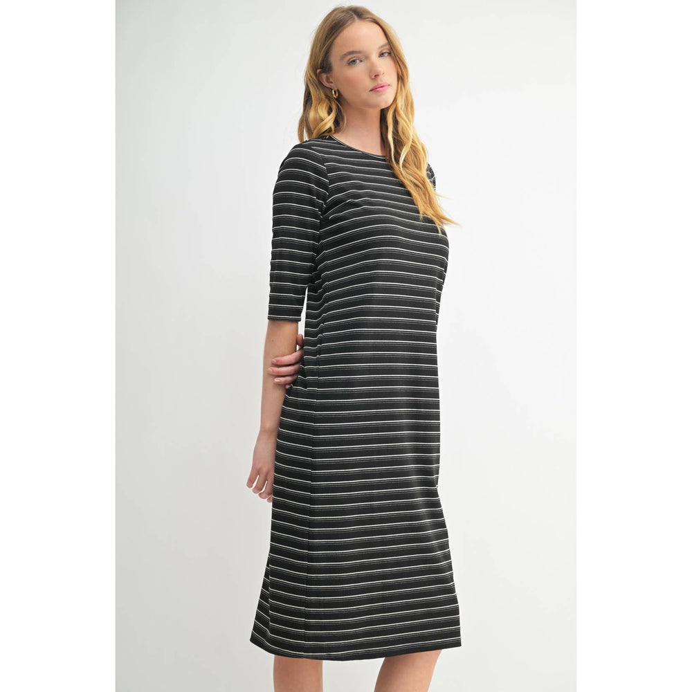 
                      
                        3/4 Sleeve Stripe Knit Dress
                      
                    
