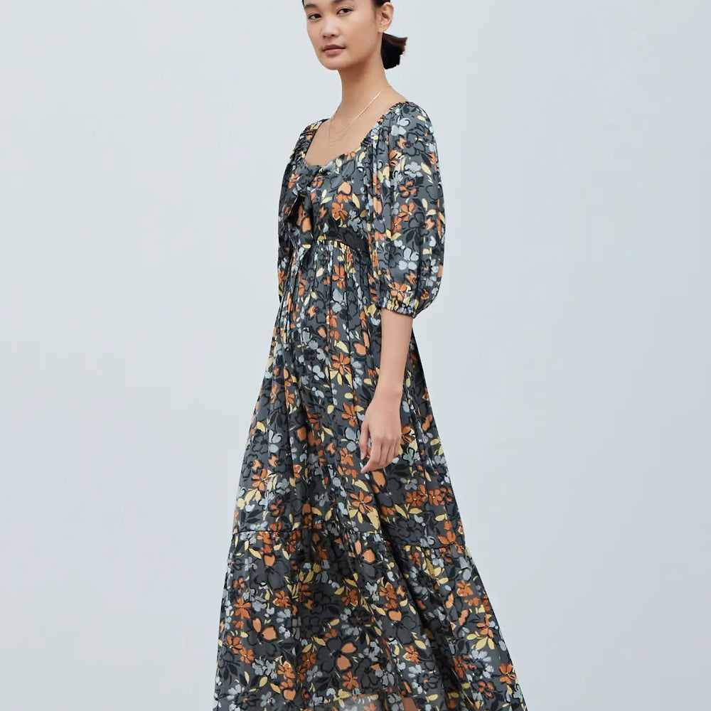 Satin Midi Floral Dress