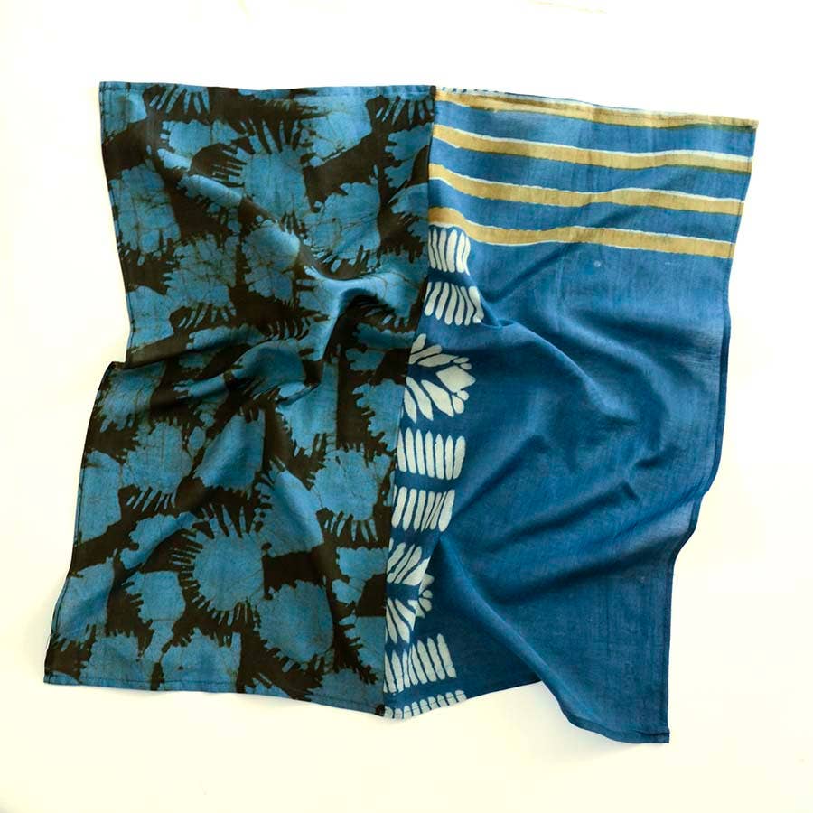 Hand Block Printed Bandana - Bluey