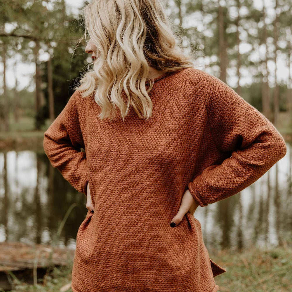 Rolled Neck Sweater - Rust