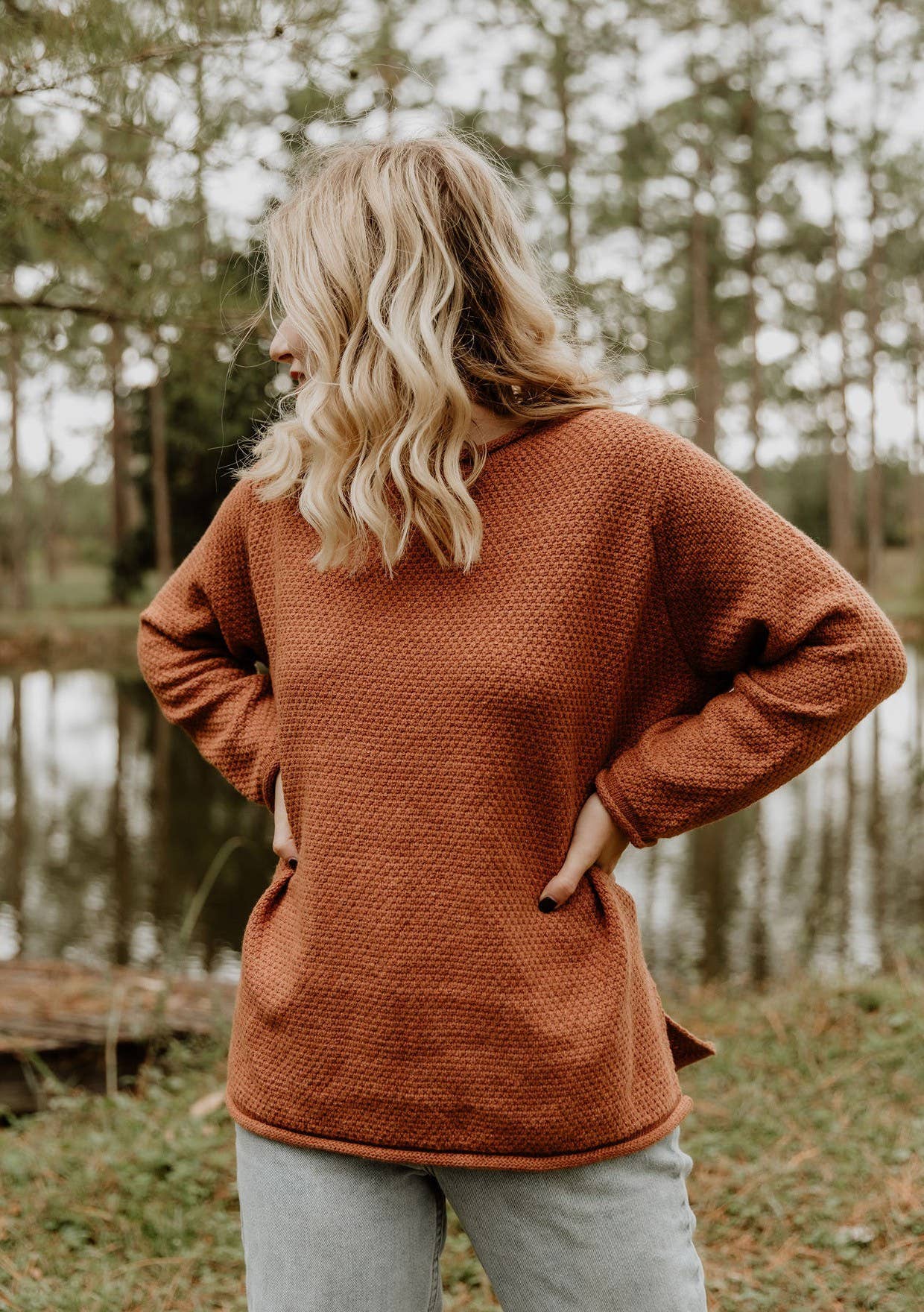 Rolled Neck Sweater - Rust