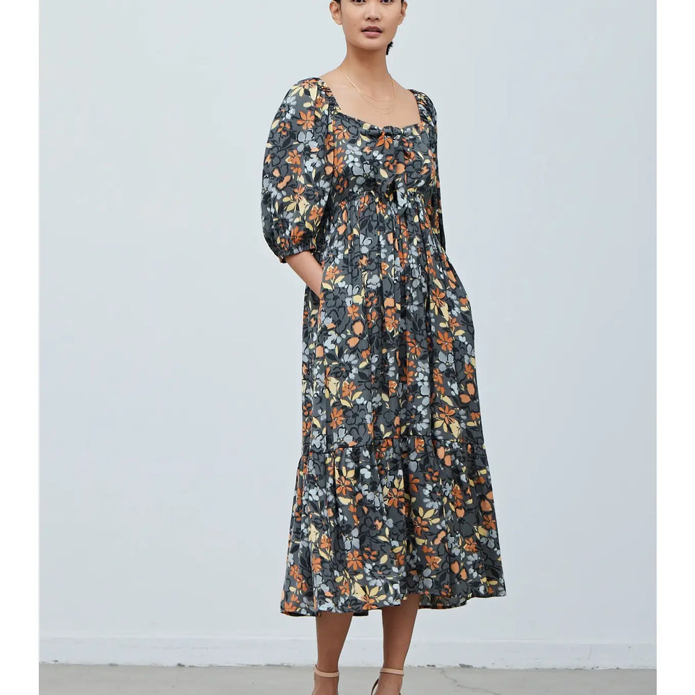 
                      
                        Satin Midi Floral Dress
                      
                    