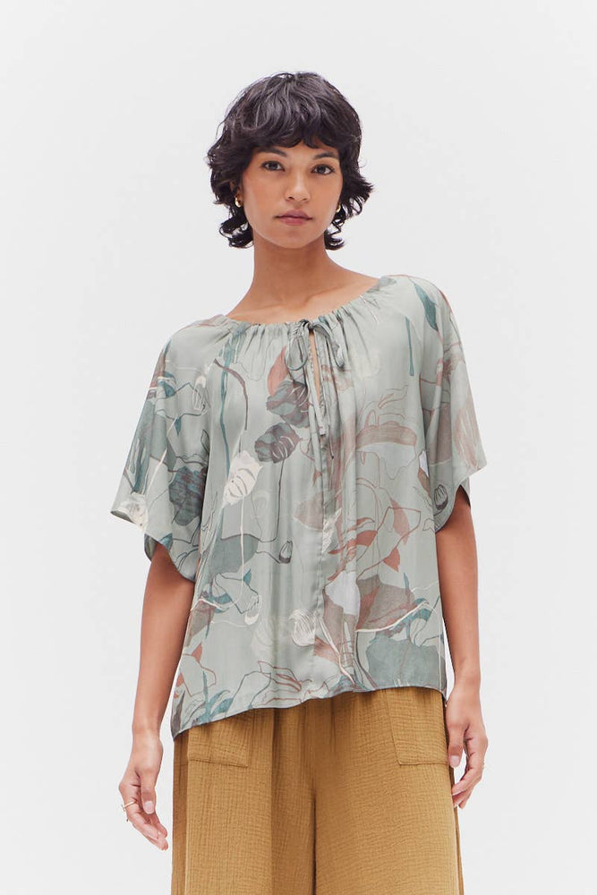 Printed Floral Blouse - Foliage