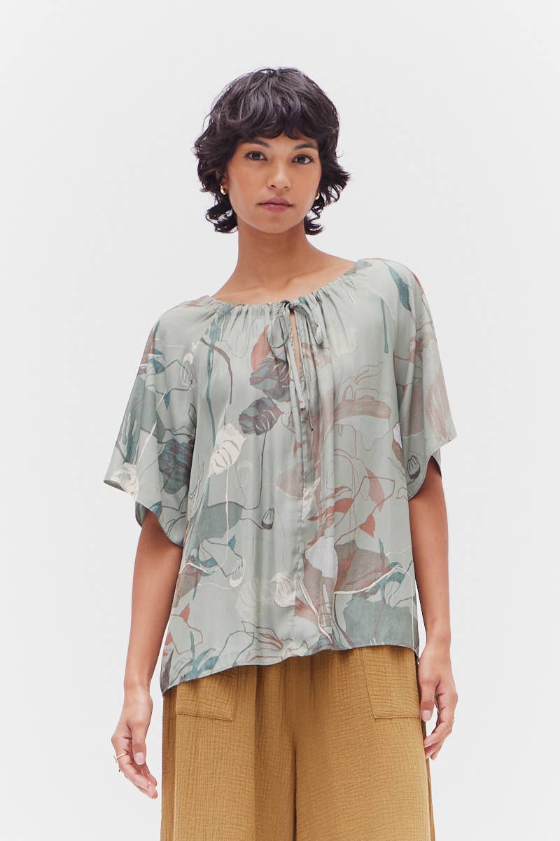 Printed Floral Blouse - Foliage