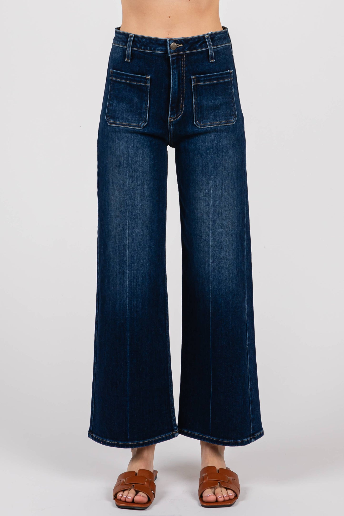 Front Patch Pocket Jeans - Dark Denim