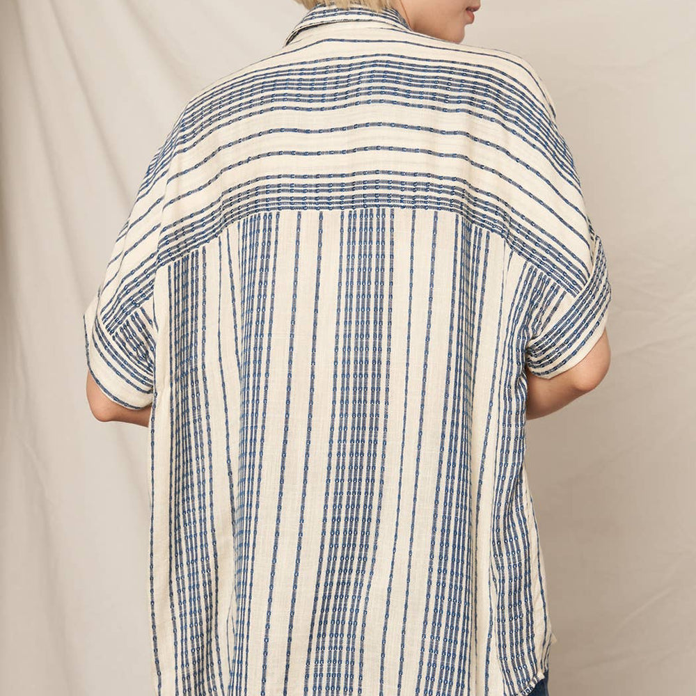 
                      
                        Short Sleeve Striped Top- Navy
                      
                    