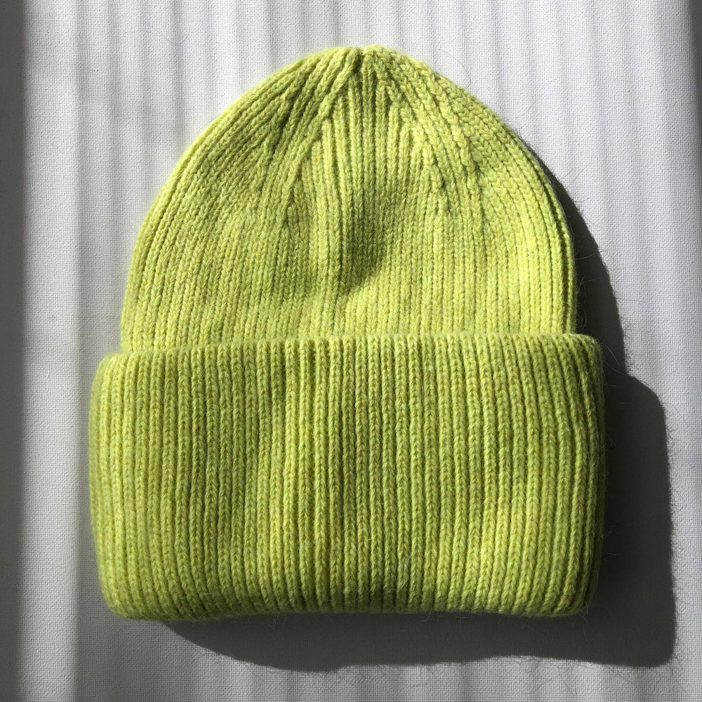 Angora Wool Beanie - Lime