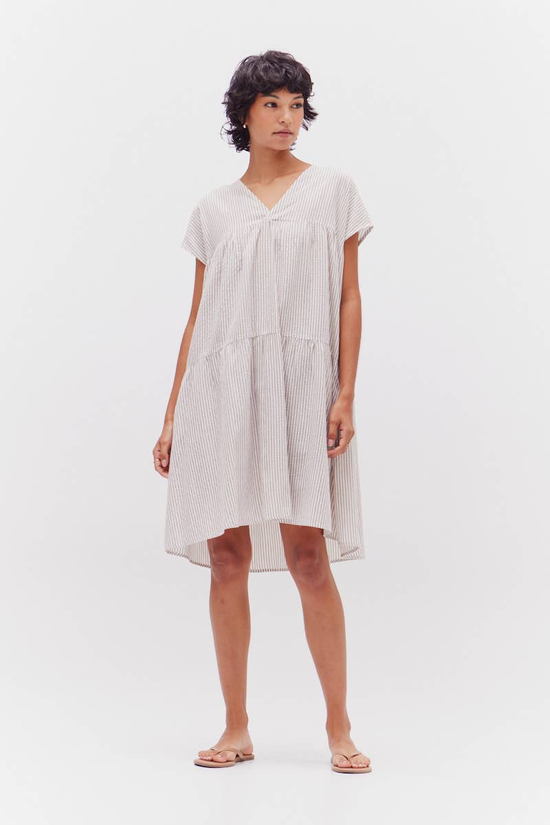 Flowy Stripe Midi Dress - Ash
