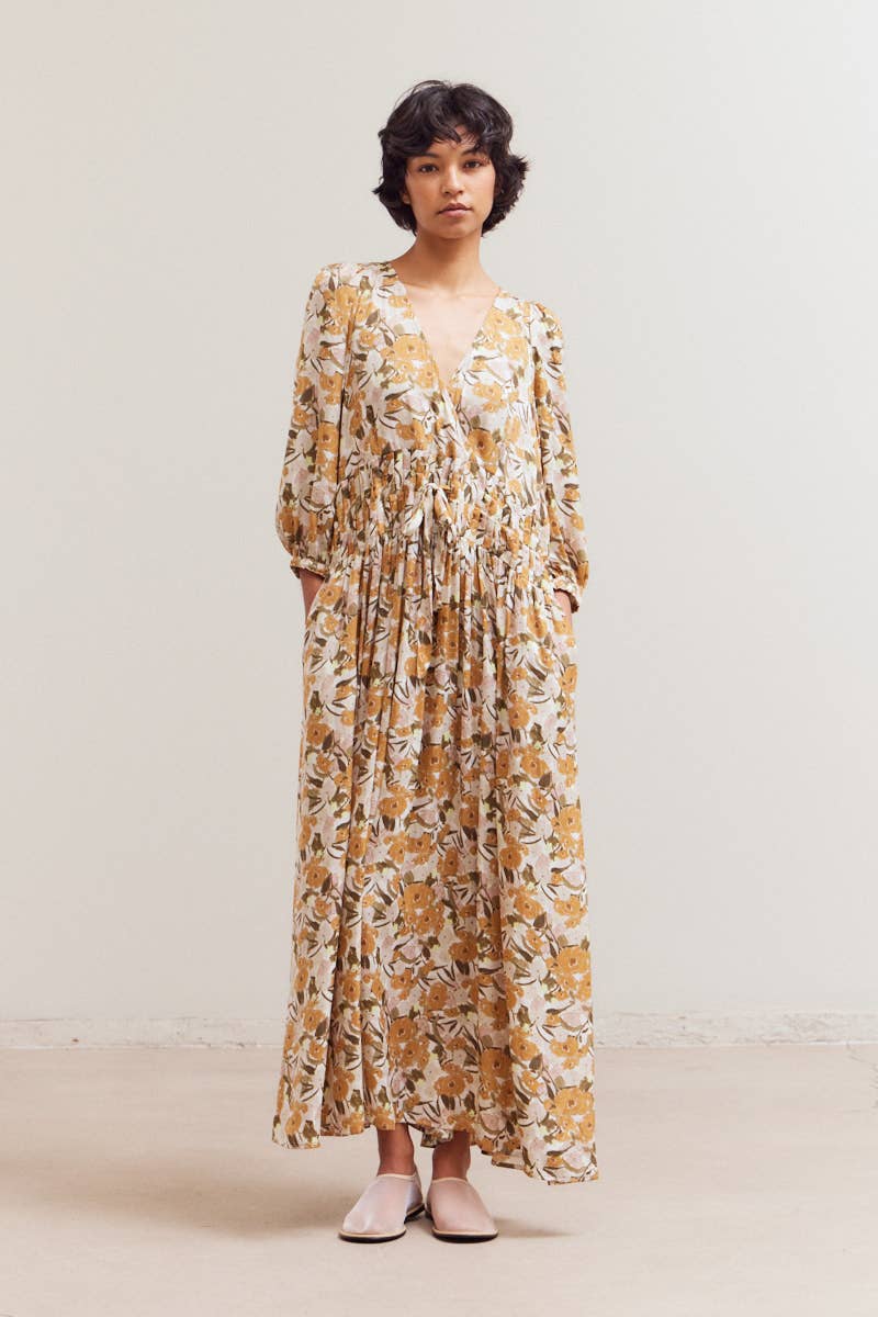 Floral Pleated Maxi Dress