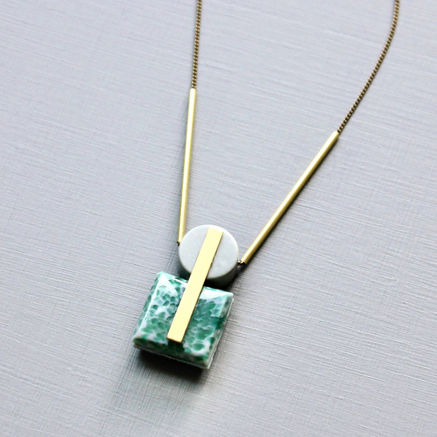 Vintage Glass and Gray Jasper Necklace