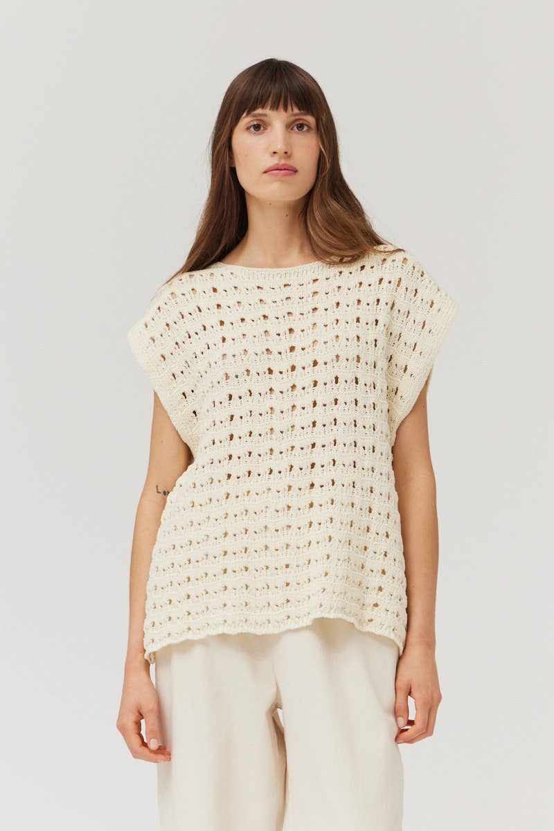 Cotton Crochet Top - Ivory