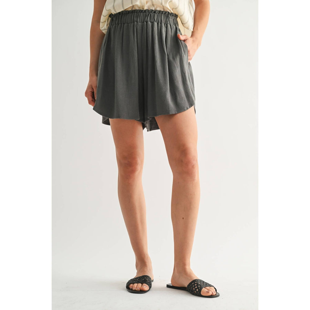 Flowy Linen Shorts - Olive