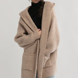 Lazy Day Hooded Cardigan - Beige