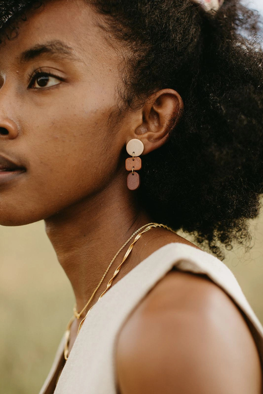 Ombre Clay Earring - Latte