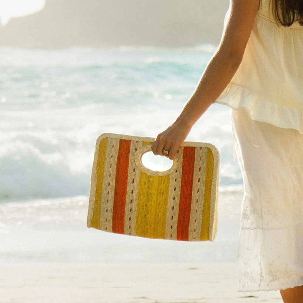 Square Beach Tote - Yellow/Orange