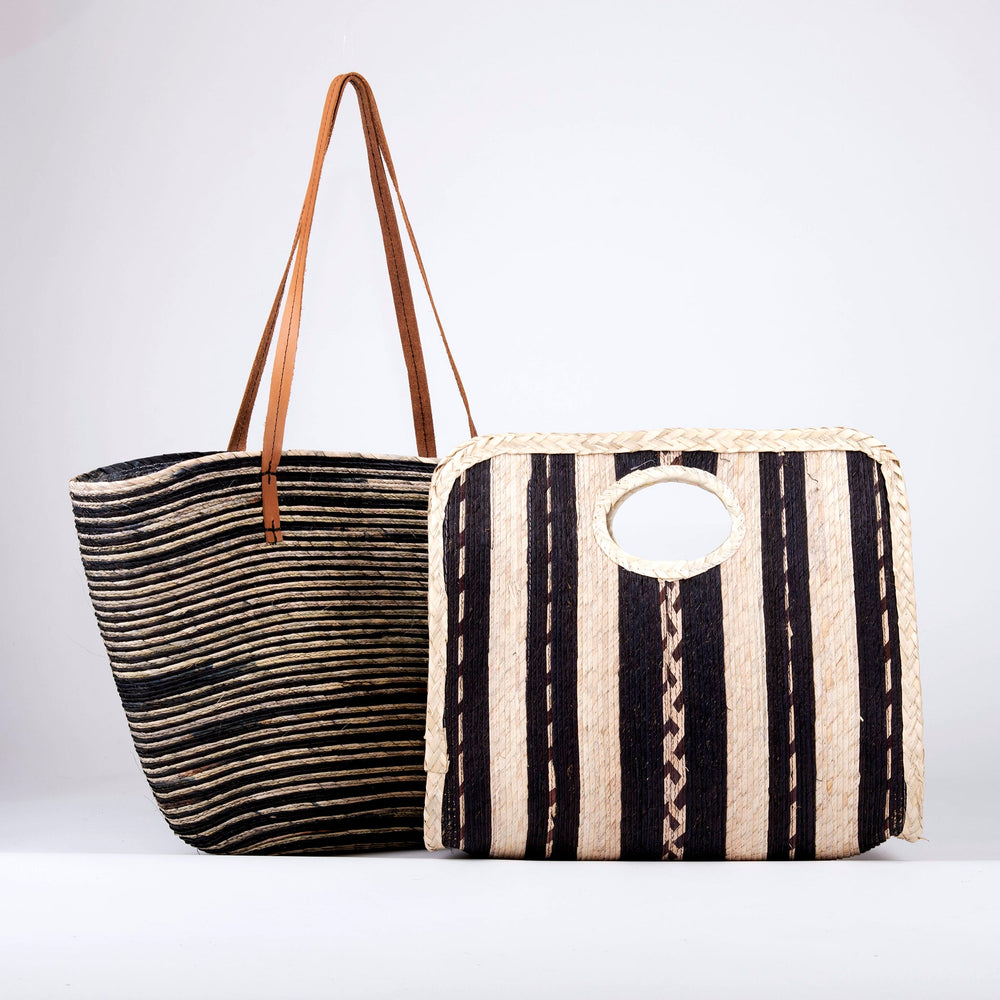 
                      
                        Square Straw Beach Tote in Black/Natural
                      
                    