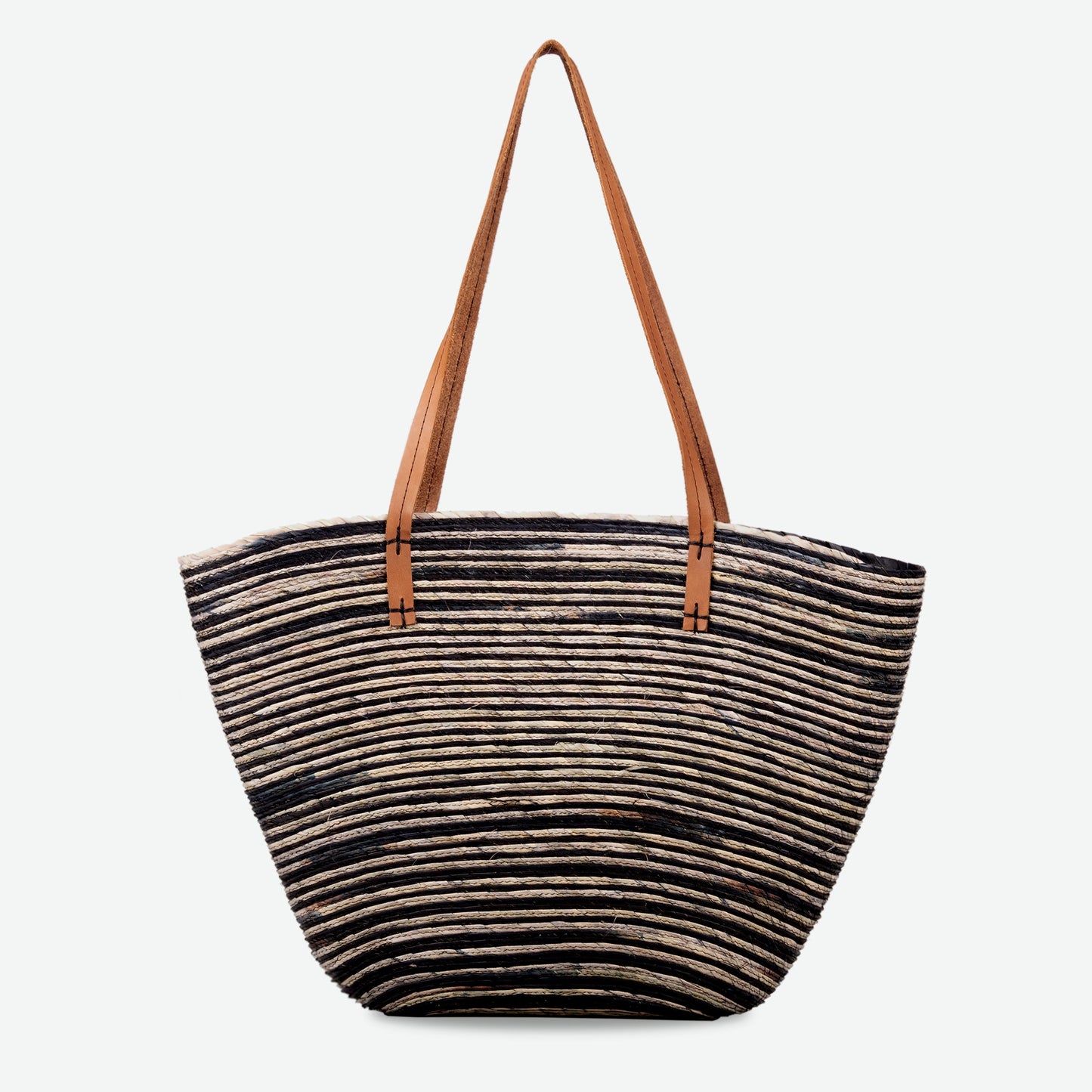 Maya Straw Market Tote in Black/Natural