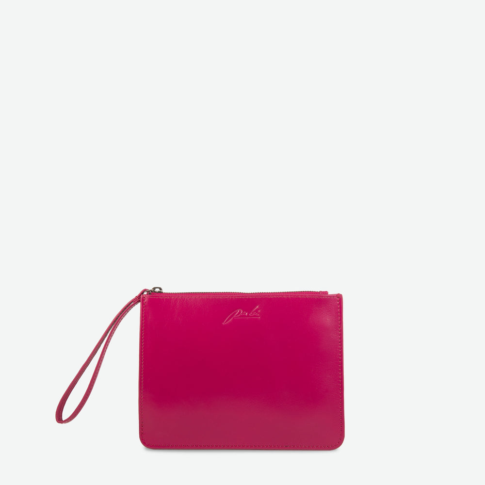 Emery Leather Pouch - Fuchsia